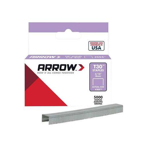 Arrow T30 Staples 305IP 8mm (5/16in) (Box 5000) Arrow - Town Tools