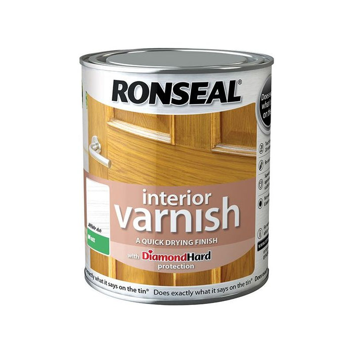 Ronseal Interior Varnish Quick Dry Matt White Ash 750ml Ronseal - Town Tools