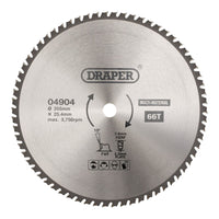Draper TCT Multi-Purpose Circular Saw Blade, 355 x 25.4mm, 66T 04904