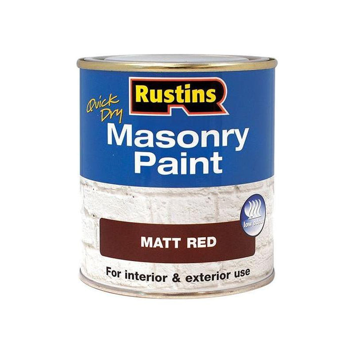 Rustins Quick Dry Masonry Paint Matt Red 250ml Rustins - Town Tools