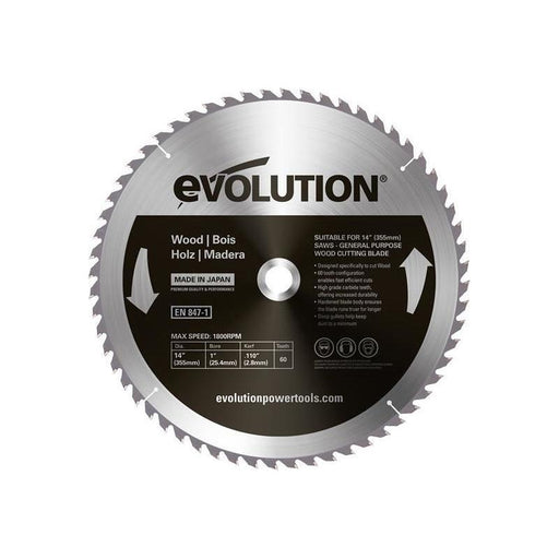 Evolution Wood Cutting Circular Saw Blade 355 x 2.8 x 25.4mm x 60T Evolution - Town Tools