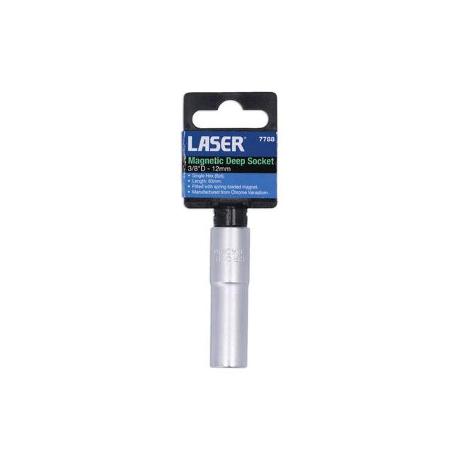 Laser Magnetic Deep Socket 3/8"D 12mm 7788