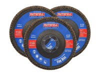 Faithfull Aluminium Oxide Flap Disc 115 x 22mm 120 Grit (3 Pack)
