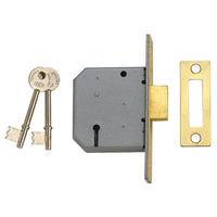 Union 2177 3 Lever Mortice Deadlock Polished Brass 77.5mm 3in Box