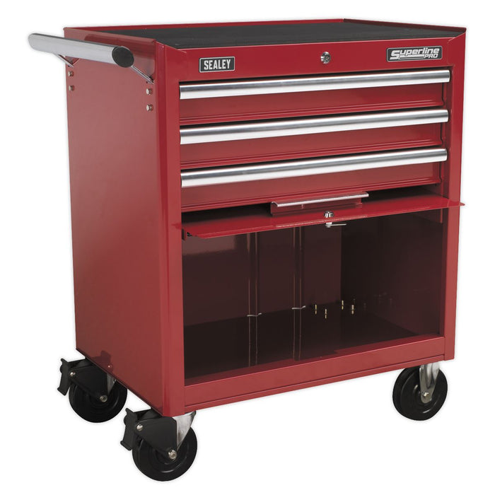 Sealey Rollcab 3 Drawer with Ball Bearing Slides - Red AP33439 Sealey - Town Tools 