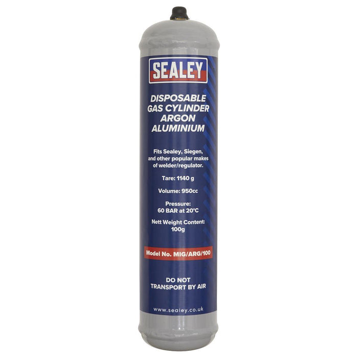 Sealey Disposable Argon Gas Cylinder 100g - Box of 12 MIG/ARG/100/12 Sealey - Town Tools 
