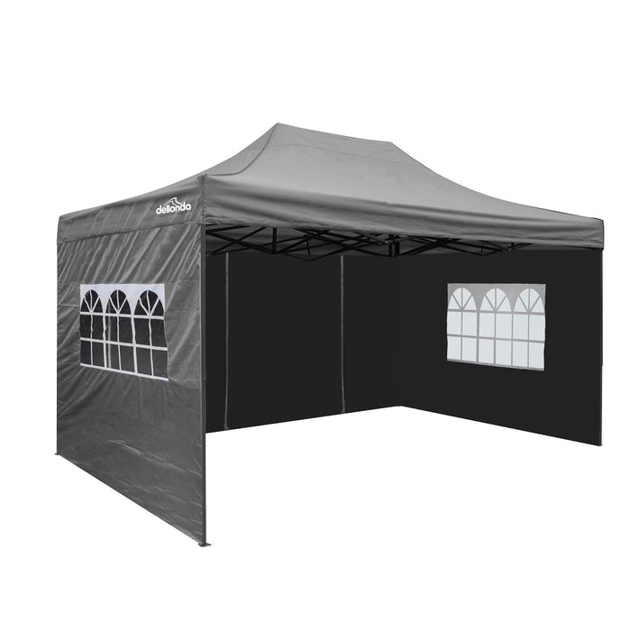 Dellonda 3x4.5m Pop-Up Gazebo & Side Walls Water Resistant Fabric - Grey