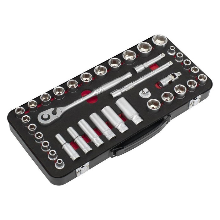 Premier Platinum Metric/Imperial Socket Set 3/8"Sq Drive 37pc Sealey Premier Platinum - Town Tools 
