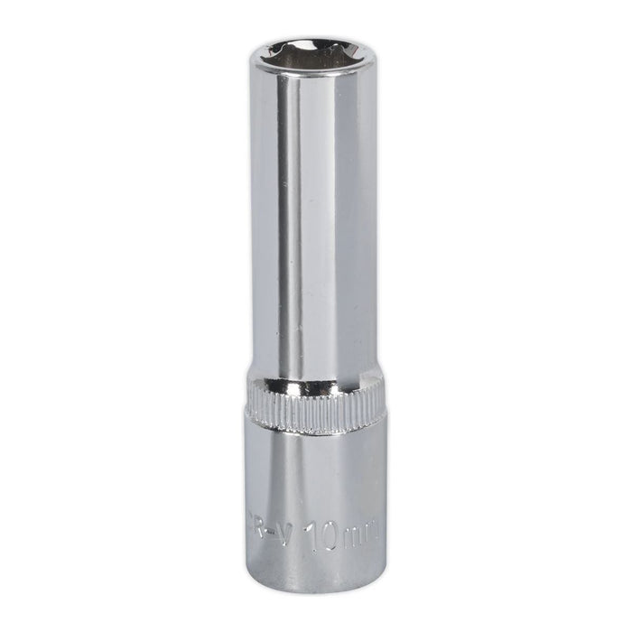 Sealey WallDrive Socket 10mm Deep 3/8"Sq Drive Fully Polished SP3810D Sealey - Town Tools 