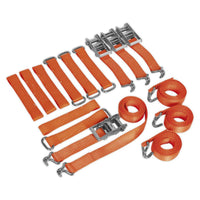 Sealey Car Transporter Ratchet Tie Down Alloy/Steel Wheel Kit 4pc 50mm x 3m 4500