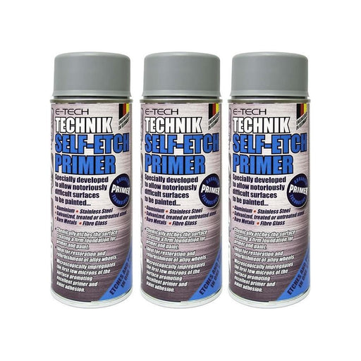 3x E-Tech Technik Self Etch Primer 400ml Can for Bare Metals Alloy Wheels Glass E-Tech - Town Tools 