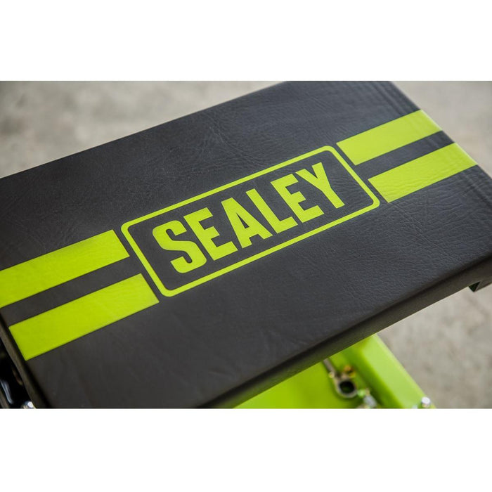 Sealey Mechanic's Utility Seat Deluxe Hi-Vis Green SCR9HV Sealey - Town Tools 