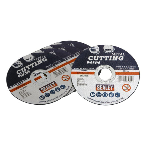 Sealey Cutting Disc115 x 1.2mm22mm Bore Pack of 5 PTC/115CET5 Sealey - Town Tools 