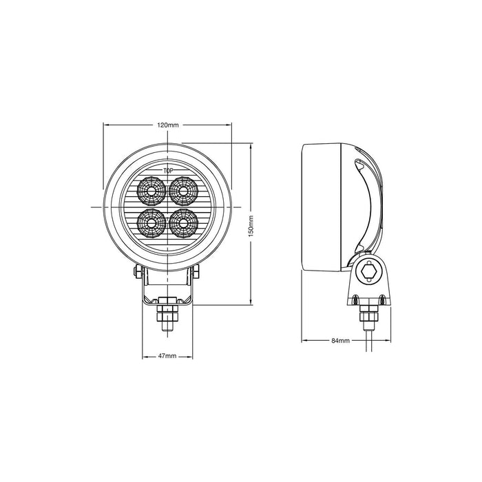 Ring Automotive RCV9590 4-LED Round Worklamp, 12 W, 9/50 V Ring Automotive - Town Tools 