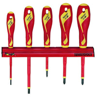 Teng Tools Insulated Screwdriver Set Mixed Wall Rack 5 Pieces
