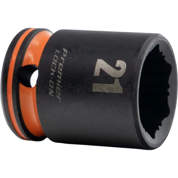 Sealey 1/2"Dr Lock-On Impact Socket 21mm (Orange Coded Ring)
