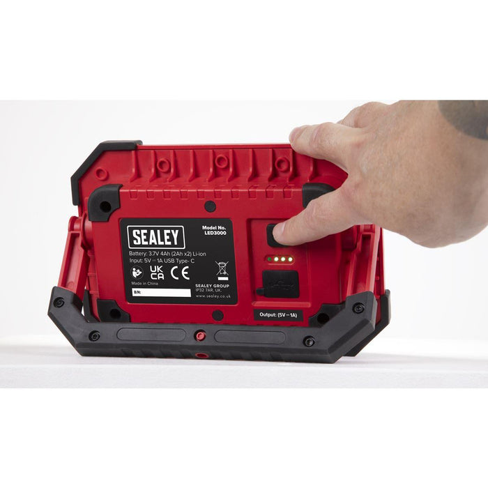 Sealey Rechargeable Portable Floodlight & Power Bank 30W COB LED LED3000 Sealey - Town Tools 