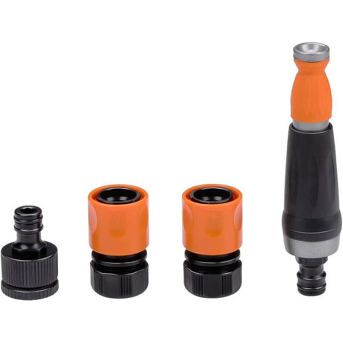 Black+Decker Garden Hose Connectors Set Of 4 - 2 X Water Stops, Spacer Elements - Black/Orange