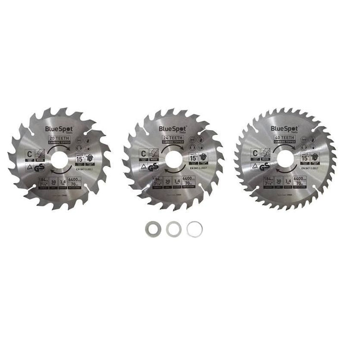 Bluespot Tools 184mm Circular Saw Blade Set, 3 Piece BlueSpot Tools - Town Tools