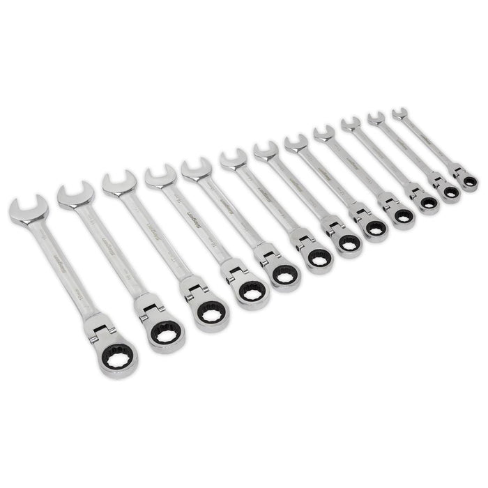 Sealey Flexible Head Ratchet Combination Spanner Set 12pc Metric S0635 Siegen by Sealey - Town Tools 