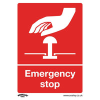 Sealey Safe Conditions Safety Sign Emergency Stop Self-Adhesive Vinyl SS35V1