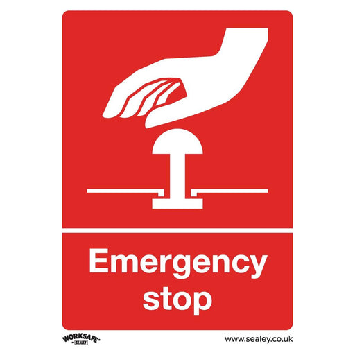 Sealey Safe Conditions Safety Sign Emergency Stop Self-Adhesive Vinyl SS35V1 Sealey - Town Tools 