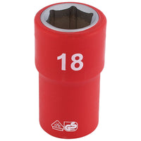 Draper Fully Insulated VDE Socket, 1/2" Sq. Dr., 18mm 31869