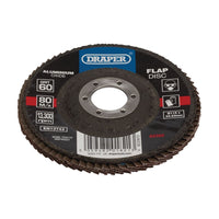 Draper Aluminium Oxide Flap Disc, 115 x 22.23mm, 60 Grit 82360