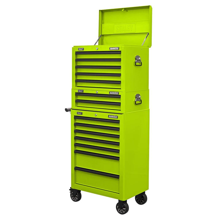 Superline PRO Topchest Mid-Box Tool Chest & Rollcab Combination 14 Drawer Green Superline Pro - Town Tools 