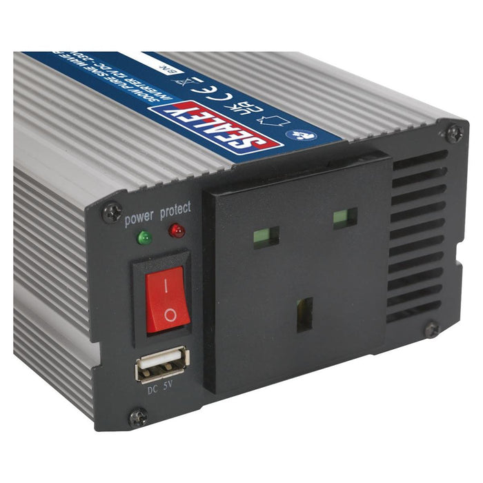 Sealey Power Inverter Pure Sine Wave 300W 12V DC 230V ~ 50Hz PSI300 Sealey - Town Tools 