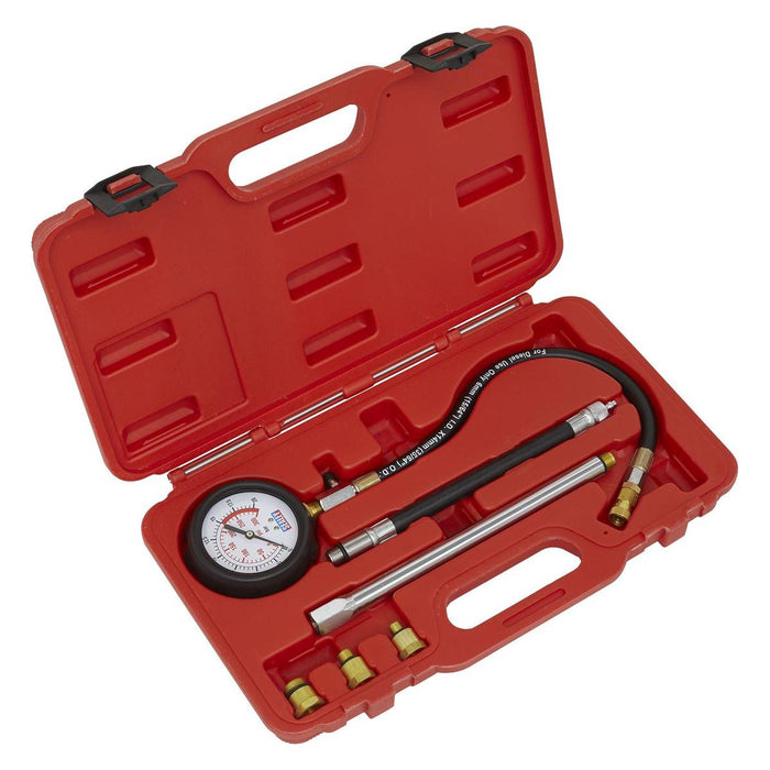 Sealey Petrol Engine Compression Tester Deluxe Kit 6pc VSE300D Sealey - Town Tools 