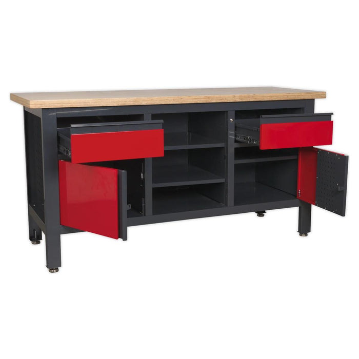 Sealey Workstation with 2 Drawers 2 Cupboards & Open Storage AP1905A Sealey - Town Tools 