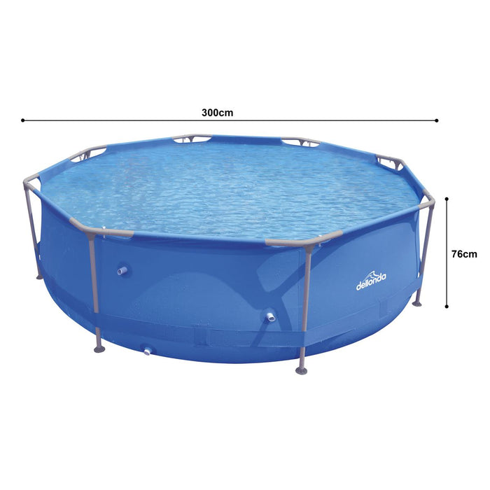 Dellonda Steel Frame Round Swimming Pool & Filter Pump 10ft - Blue DL19