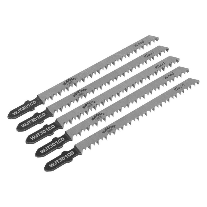 Sealey Jigsaw Blade Wood & Plastics 90mm 8tpi Pack of 5 WJT301CD Sealey - Town Tools 