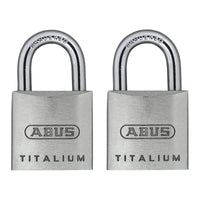 Abus Mechanical 64TI/20mm TITALIUM™ Padlock Carded Twin Pack