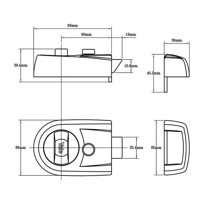 Yale Locks Y3 Nightlatch Modern 60mm Backset Black Finish Visi Yale Locks - Town Tools