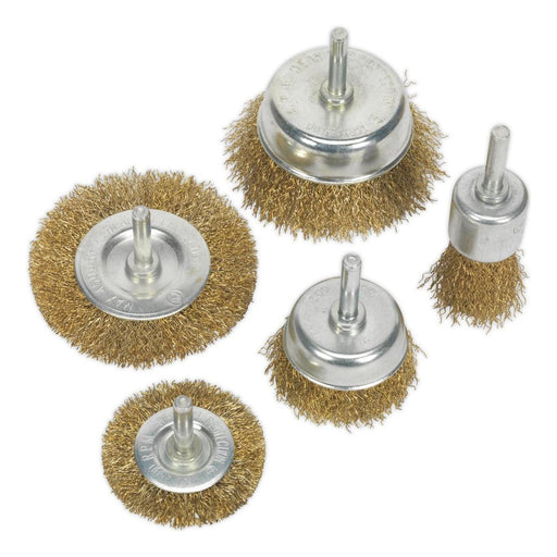 Sealey Wire Brush Set 5pc Brassed BWBS05 Sealey - Town Tools 