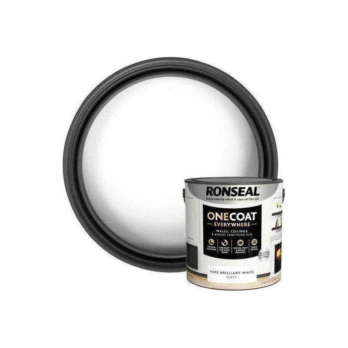 Ronseal One Coat Everywhere Interior Paint Pure Brilliant White Matt 2.5 litre Ronseal - Town Tools