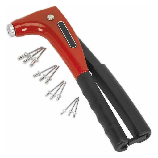 Sealey 4 in 1 Hand Riveter Rivet Gun Quick Select Nozzle Aluminium Rivets AK996 Sealey - Town Tools 