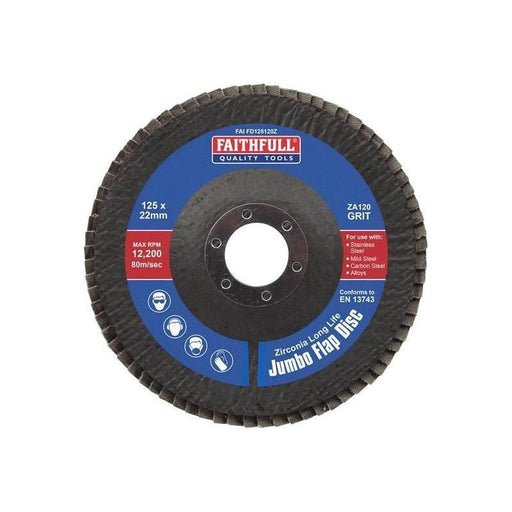 Faithfull Zirconia Abrasive Jumbo Flap Disc ZA120 125mm Faithfull - Town Tools