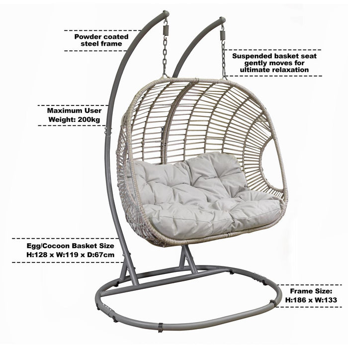 Dellonda Double Swinging Egg Chair with Cushion DG61