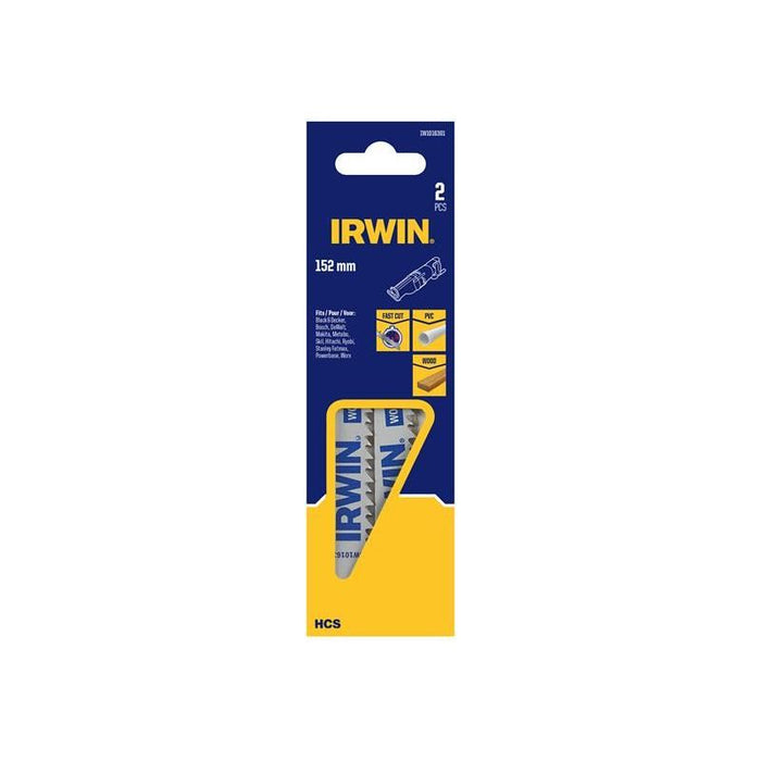 Irwin® Sabre Saw Blade Wood/PVC Cutting 152mm Pack of 2 IRWIN® - Town Tools