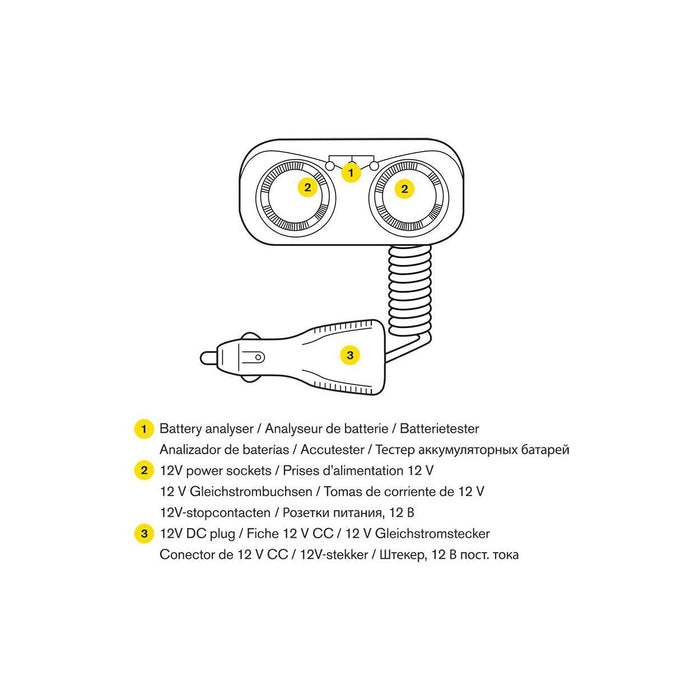 Ring RMS2 Two 12V Sockets Car Adaptor with Battery Analyser for Dash Cams, Sat N Ring Automotive - Town Tools 