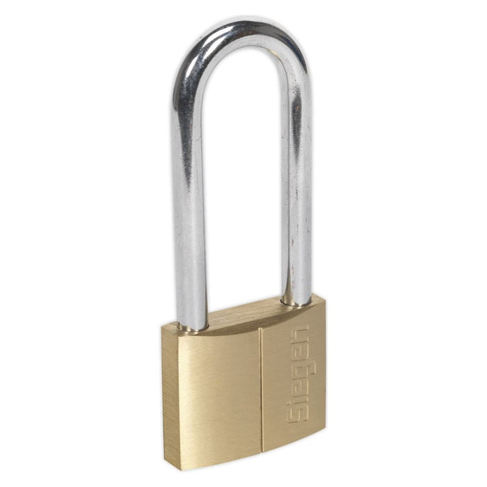 Sealey Brass Body Padlock With Brass Cylinder Long Shackle Siegen by Sealey - Town Tools 