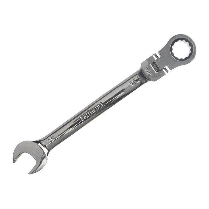 Faithfull Ratchet Combination Spanner Flex Head CV 15mm Faithfull - Town Tools