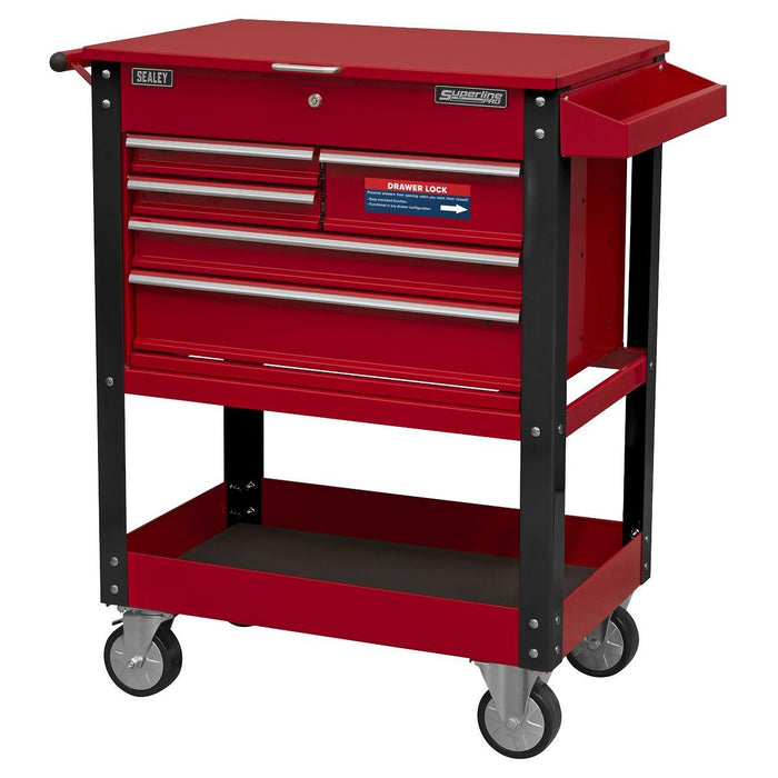 Superline PRO Heavy-Duty Mobile Tool & Parts Trolley 5 Drawers & Lockable Top Superline Pro - Town Tools 