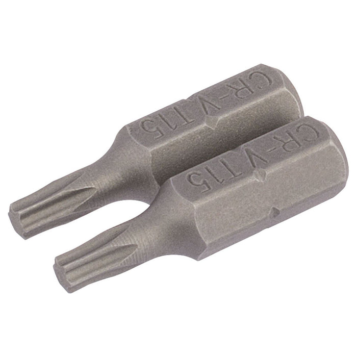 Draper TX-STAR Insert Bit, 1/4" Hex, 25mm Long, T15 (Pack of 2) Draper - Town Tools 