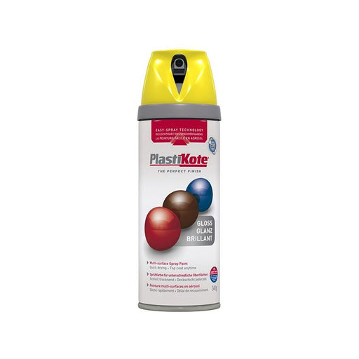 Plastikote Twist & Spray Gloss New Yellow 400ml PlastiKote - Town Tools