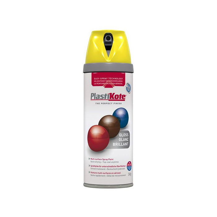 Plastikote Twist & Spray Gloss New Yellow 400ml PlastiKote - Town Tools