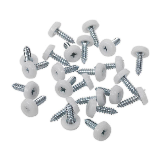 Sealey Numberplate Screw Plastic Enclosed Head 4.8 x 18mm White Pack of 50 PTNP1 Sealey - Town Tools 